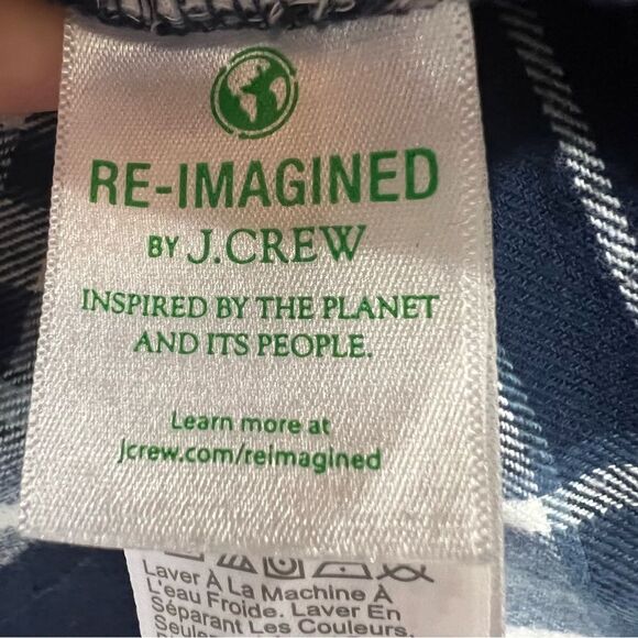 J.Crew Plaid Flannel Shirt Jacket Womens Large Blue Signature Fit Button Down - Picture 6 of 7